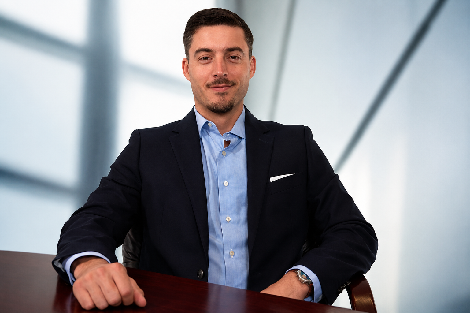 Will Whitney, President and CEO of BMI Imaging Systems, at a boardroom table