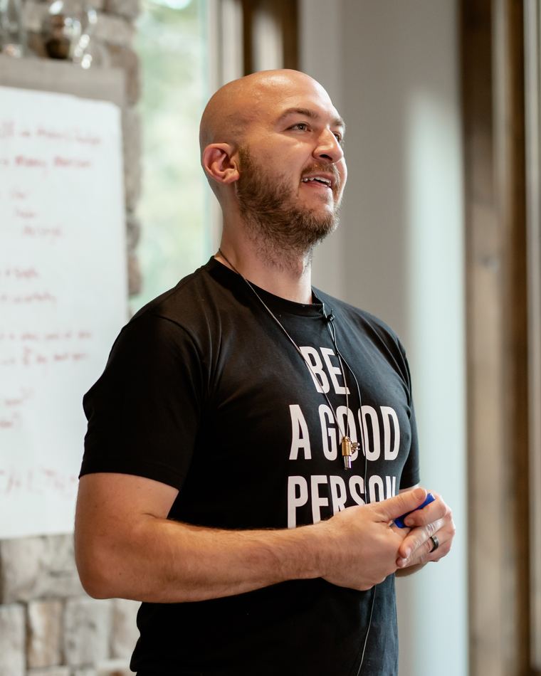 Nick Cavuoto teaching at a whiteboard.